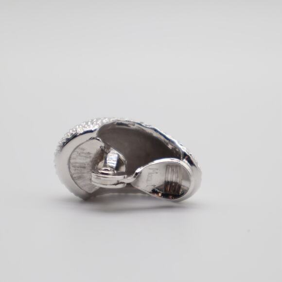 Monet Vintage Textured Silver Clip On Earrings - Picture 4 of 4